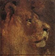 Louis Abrahams Lion-s head oil on canvas